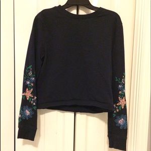 Embroidered Sleeve Sweater